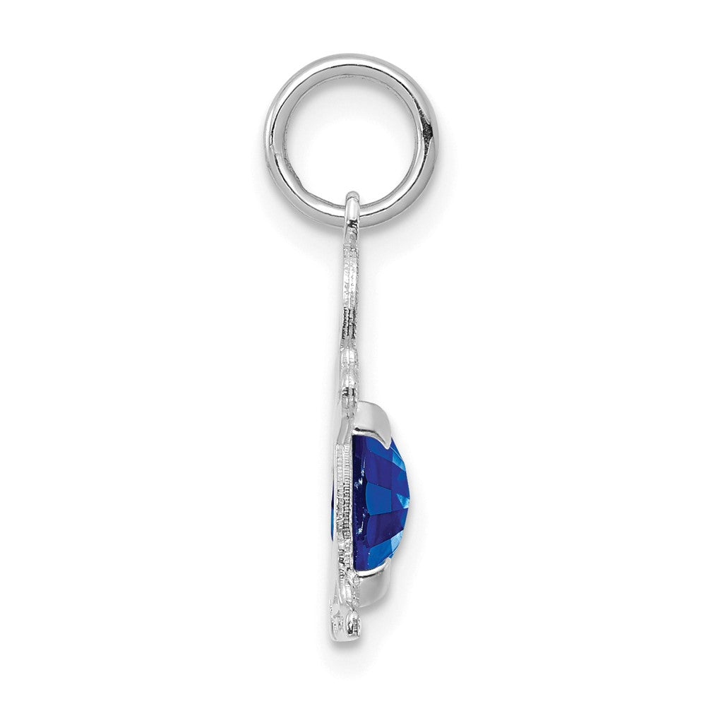 14K White Gold Boy 6x4 Oval Genuine Sapphire-September
