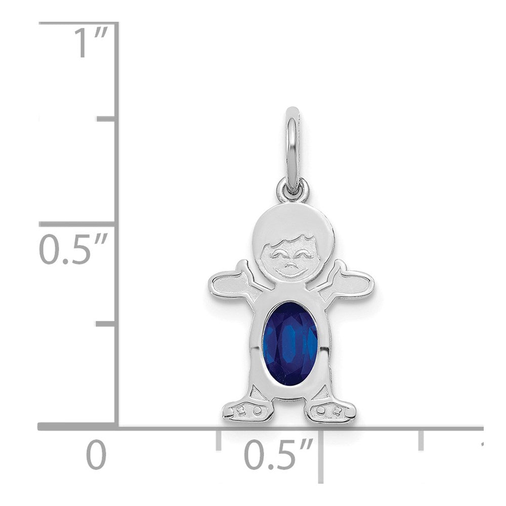 14K White Gold Boy 6x4 Oval Genuine Sapphire-September