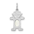 14K White Gold Girl 6x4 Oval Genuine Opal-October