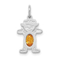 14K White Gold Girl 6x4 Oval Genuine Citrine-November