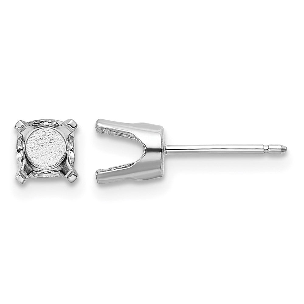 14k White Gold 5.5 Round Stud Earring Mounting w/backs