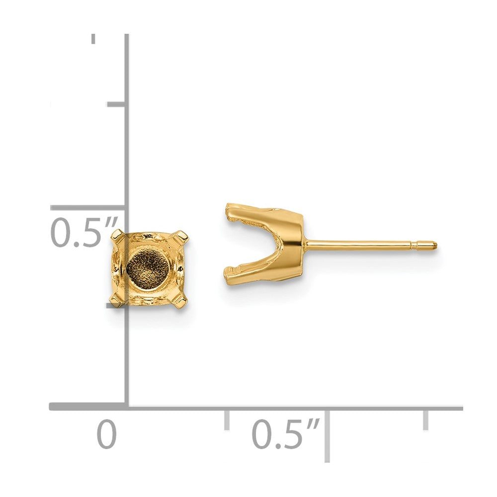 14k 5.75mm Round Stud Earring Mounting w/backs