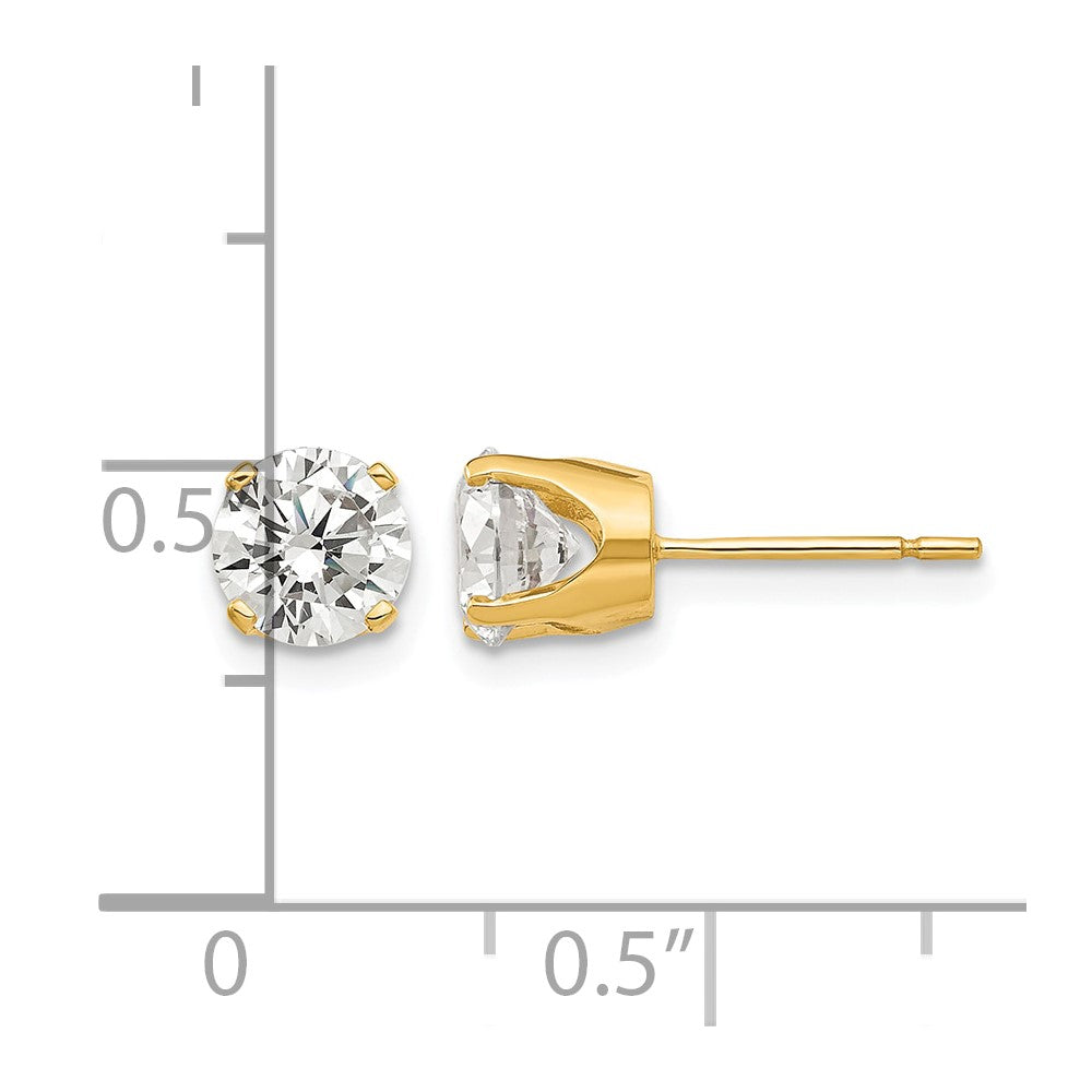 14k 5.75mm CZ stud earrings