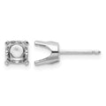 14k White Gold 5.75mm Round Stud Earring Mounting w/backs