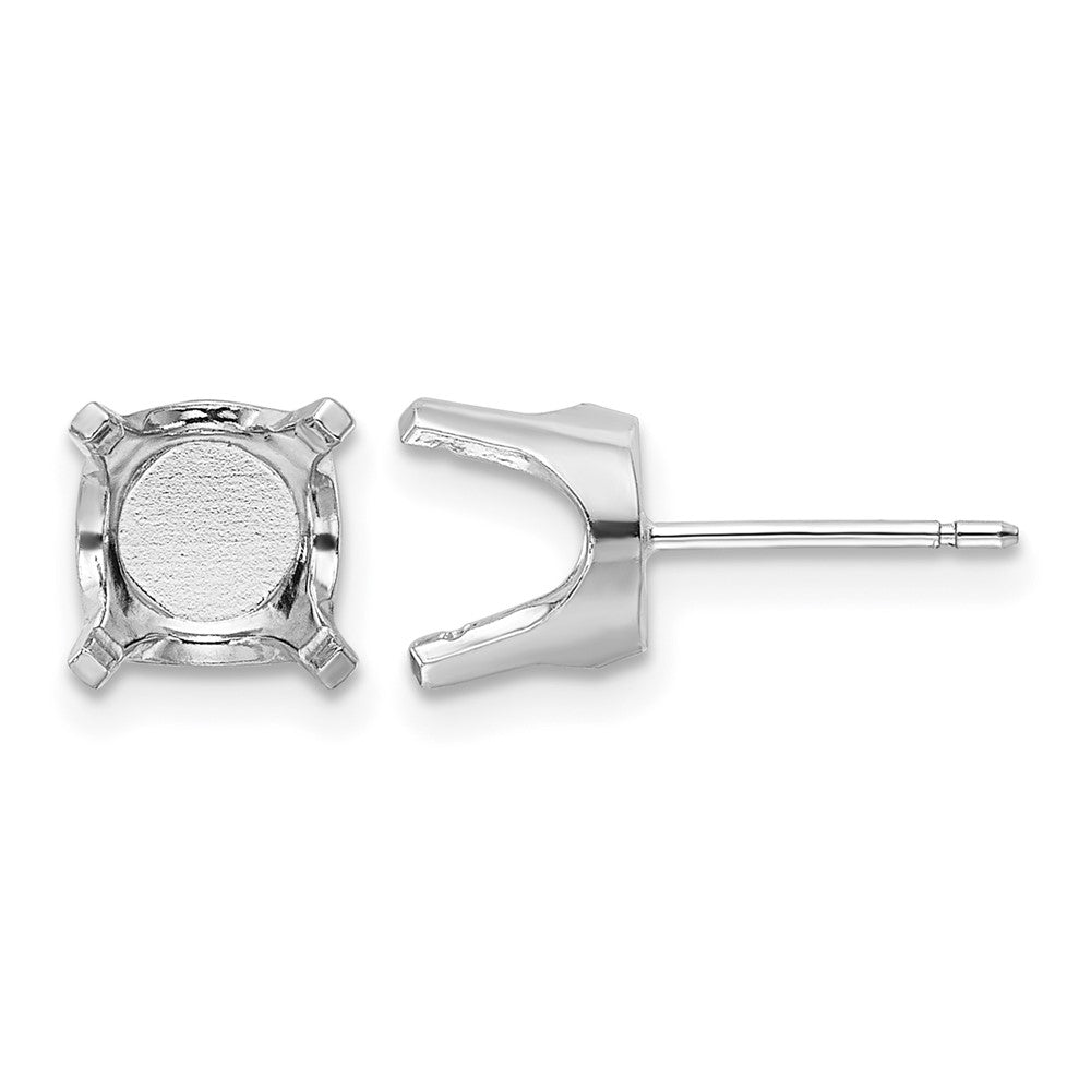 14k White Gold 8mm Round Stud Earring Mounting w/backs