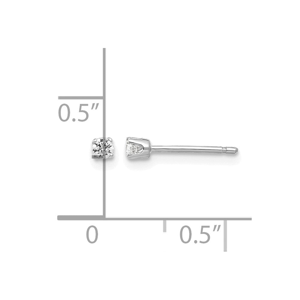 14k White Gold 2.25mm CZ stud earrings