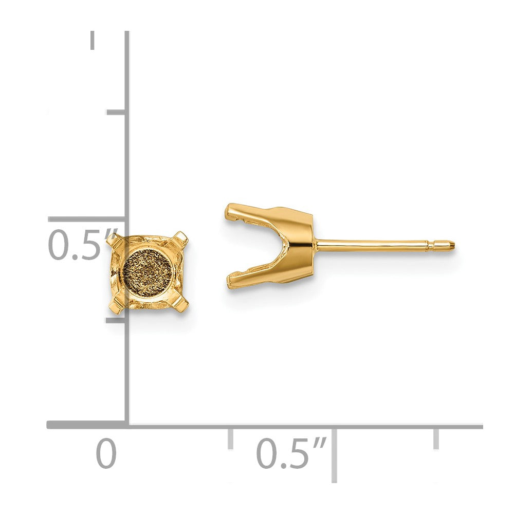 14k 2.75mm Round Stud Earring Mounting w/backs