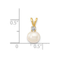 14k 6mm White FW Cultured Pearl AA Diamond Pendant