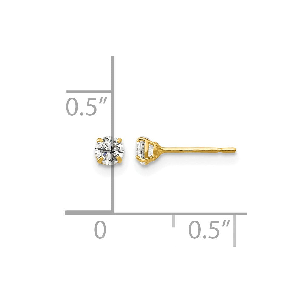 14k 3mm Round CZ Post Earrings