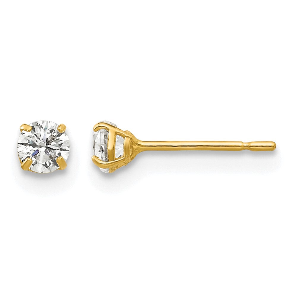14k 3mm Round CZ Post Earrings