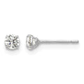 14k White Gold 3mm Round CZ Post Earrings