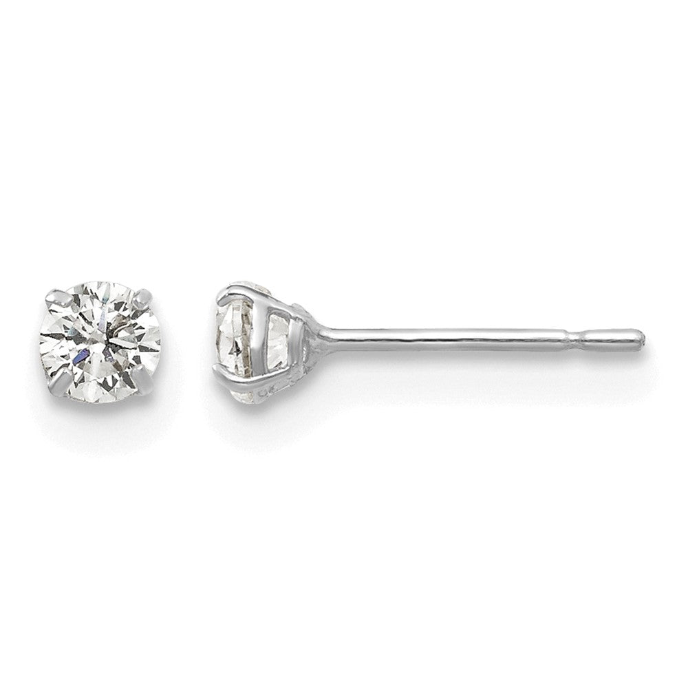 14k White Gold 3mm Round CZ Post Earrings