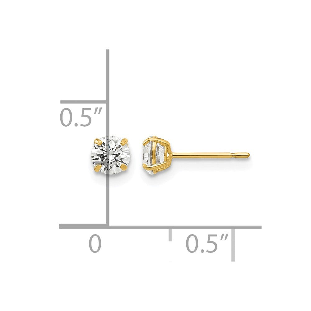 14k 4mm Round CZ Post Earrings