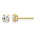 14k 4mm Round CZ Post Earrings