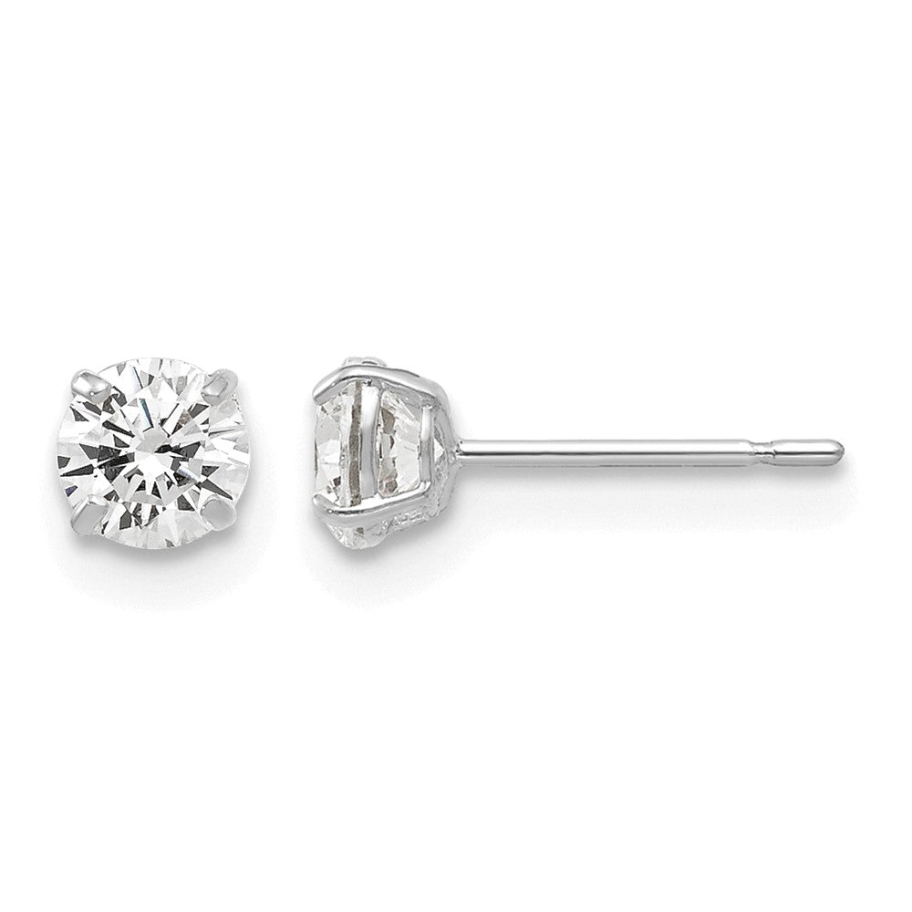 14k White Gold 4mm Round CZ Post Earrings