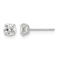 14k White Gold 4mm Round CZ Post Earrings