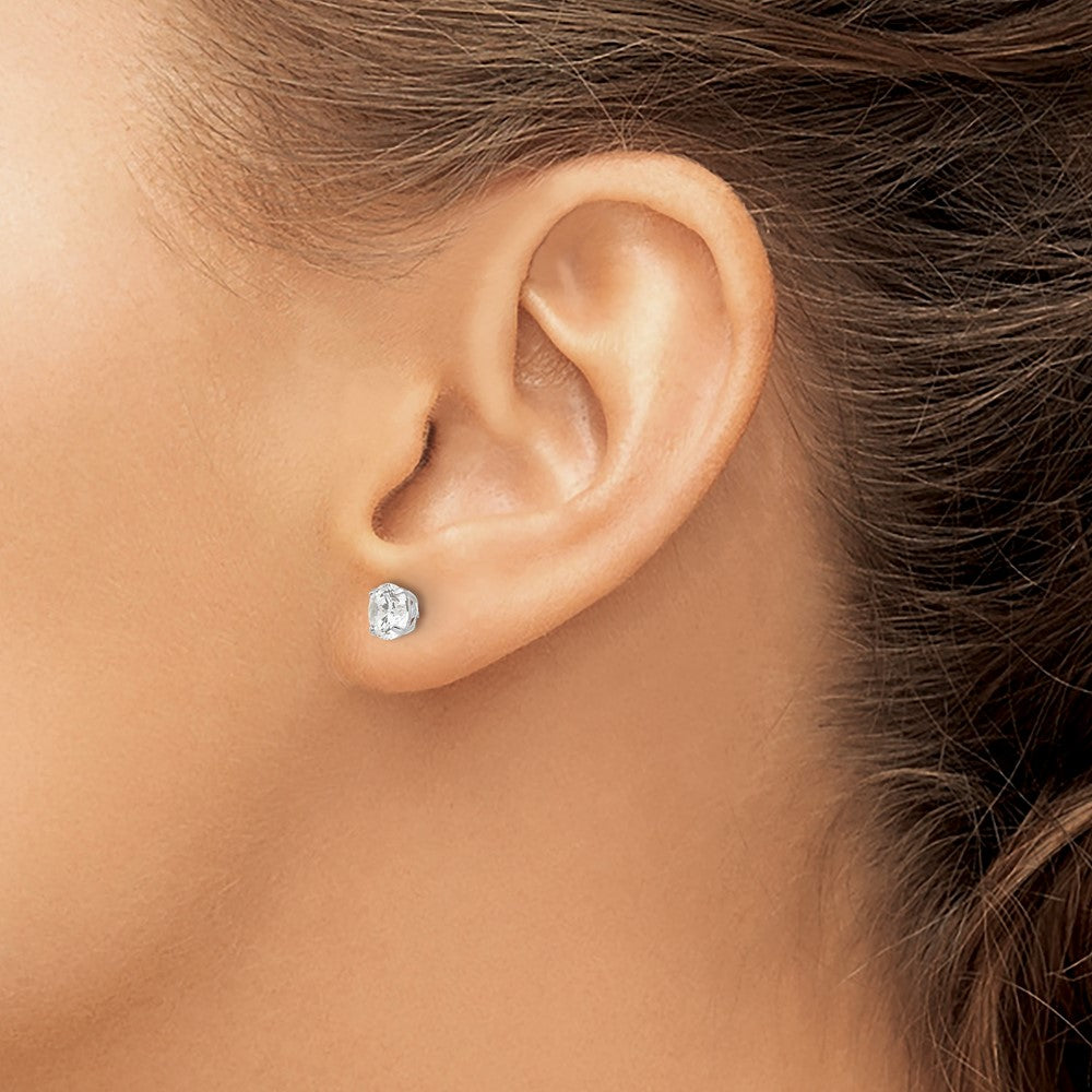 14k White Gold 5mm Round CZ Post Earrings