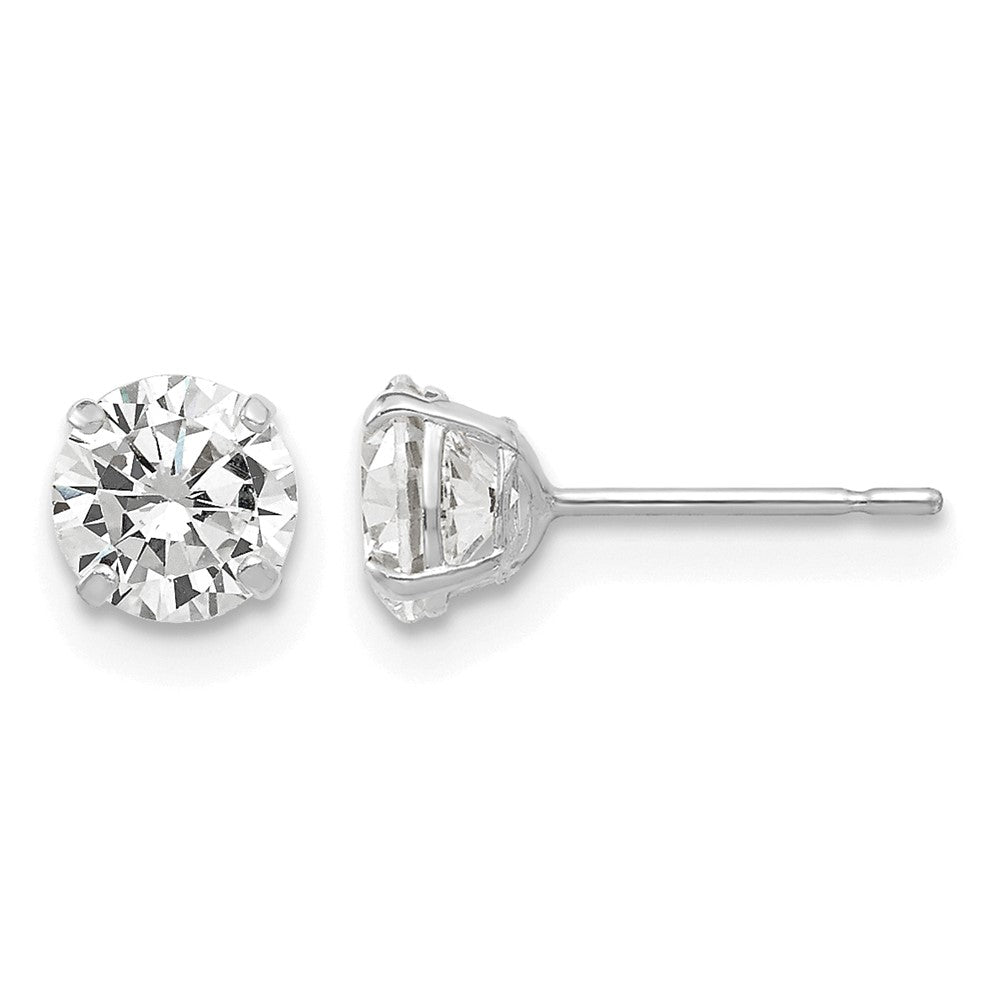 14k White Gold 5mm Round CZ Post Earrings