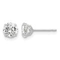 14k White Gold 5mm Round CZ Post Earrings