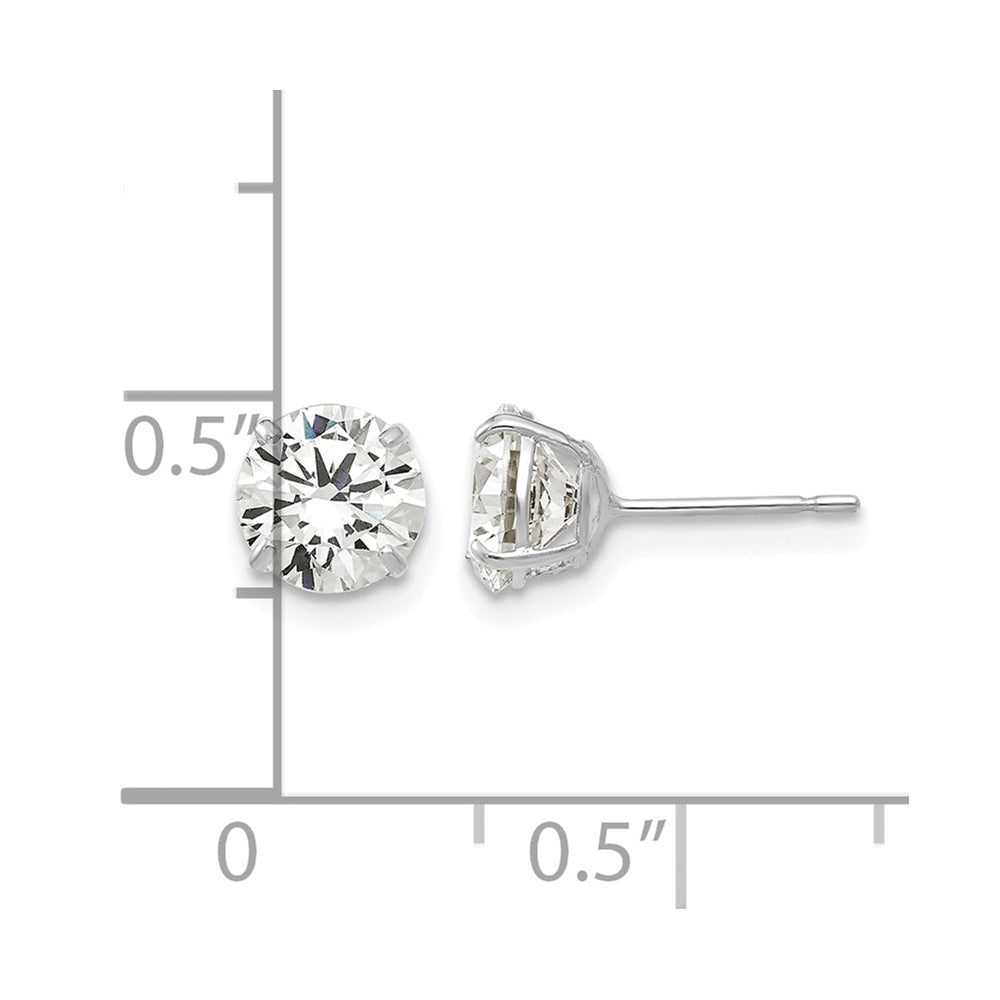 14k White Gold 6mm Round CZ Post Earrings