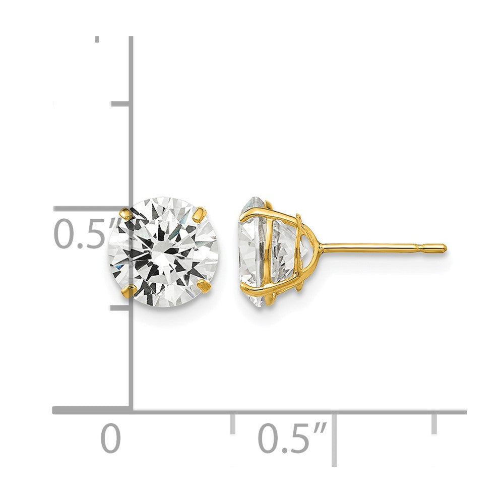 14k 7mm Round CZ Post Earrings