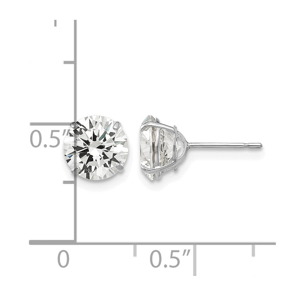 14k White Gold 7mm Round CZ Post Earrings