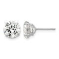 14k White Gold 7mm Round CZ Post Earrings