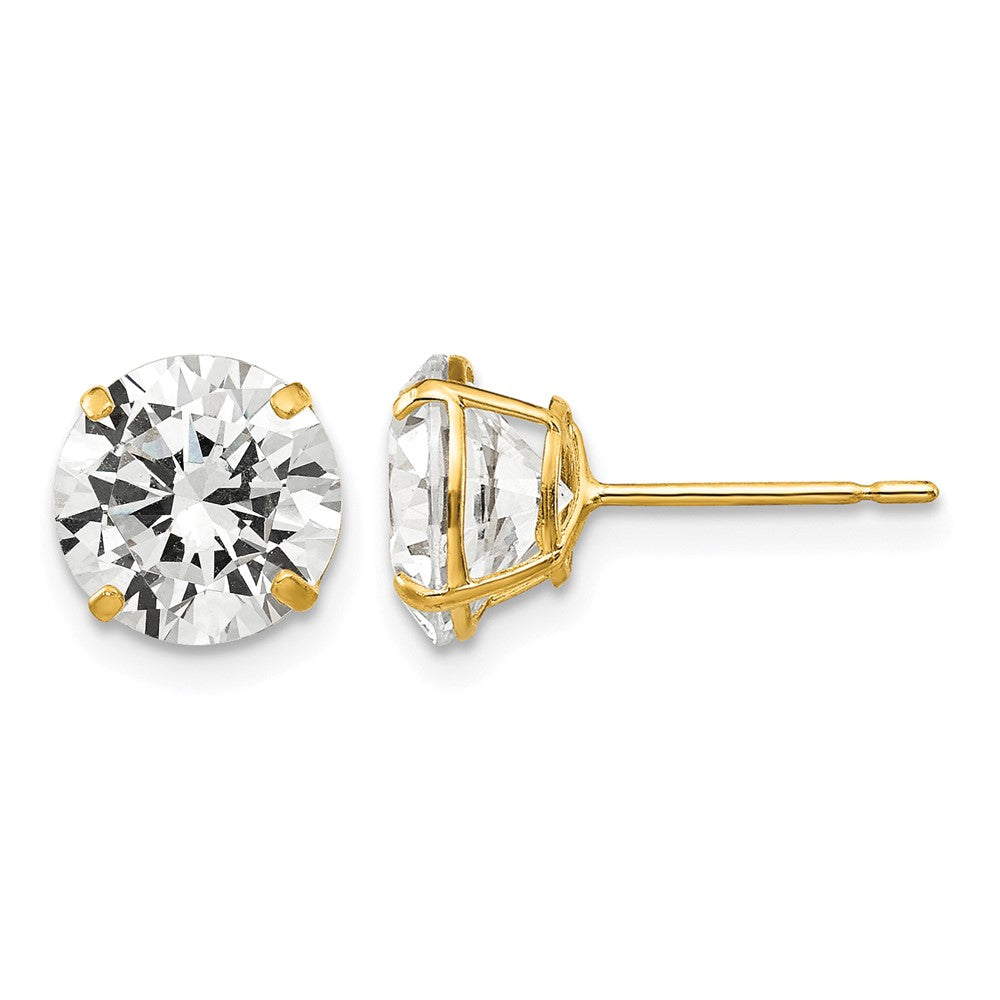 14k 8mm Round CZ Post Earrings