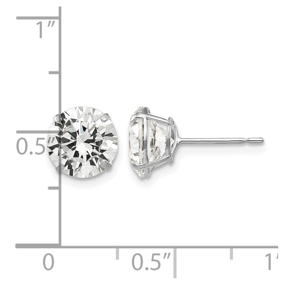 14k White Gold 8mm Round CZ Post Earrings