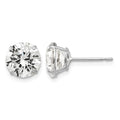 14k White Gold 8mm Round CZ Post Earrings