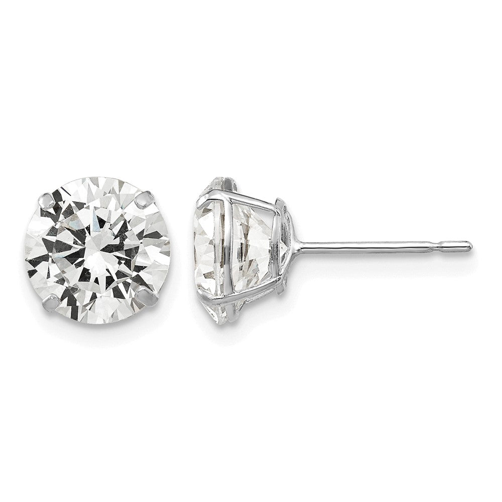 14k White Gold 8mm Round CZ Post Earrings