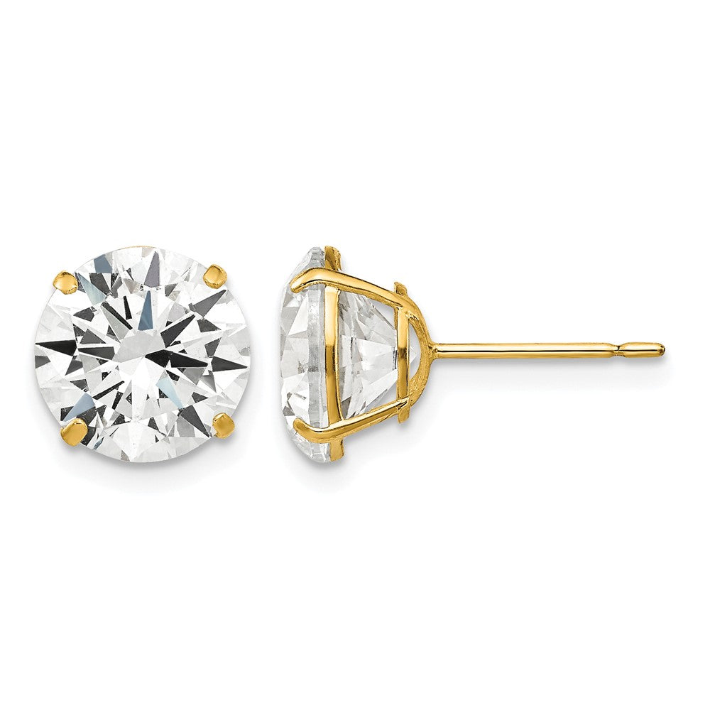 14k 9mm Round CZ Post Earrings