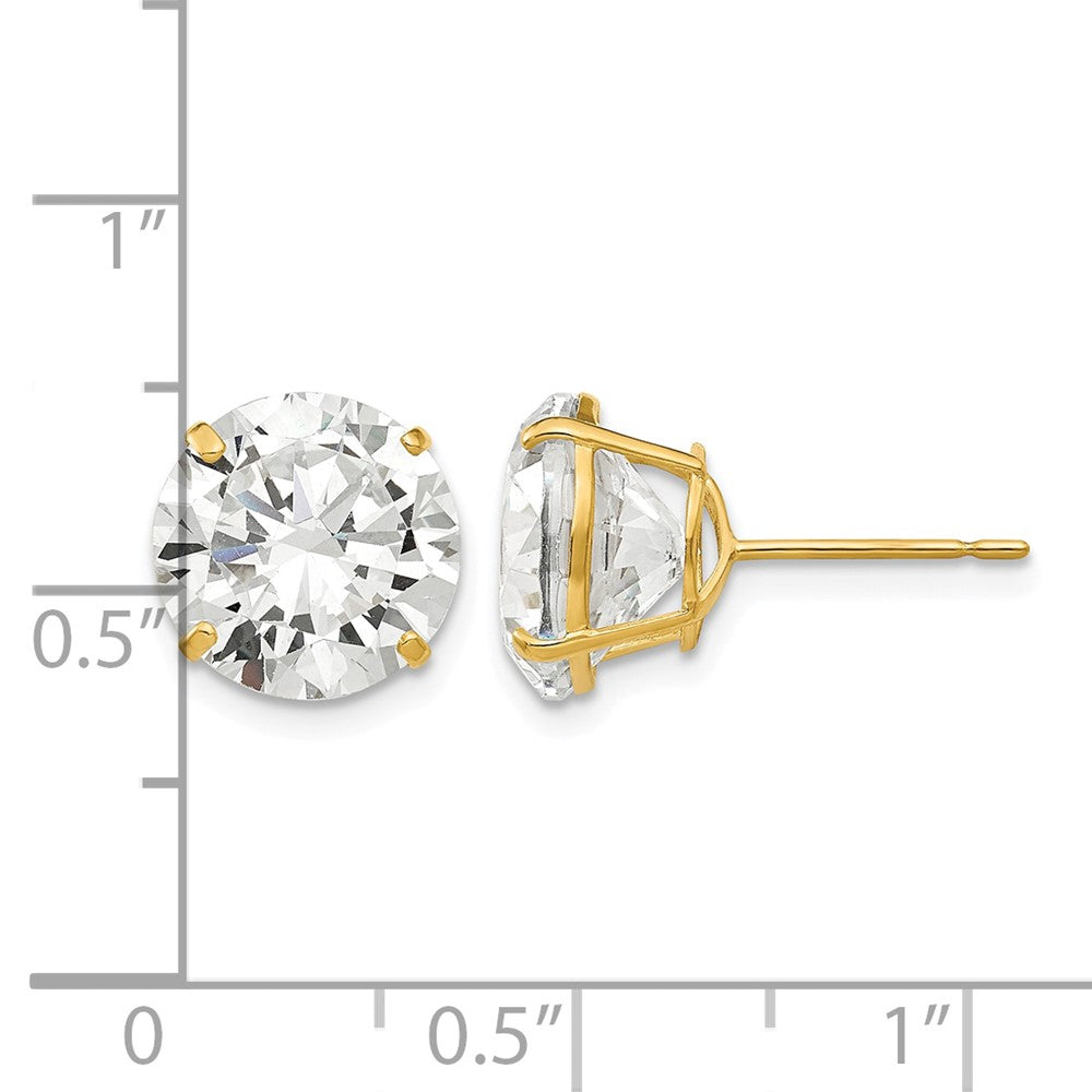 14k 10mm Round CZ Post Earrings