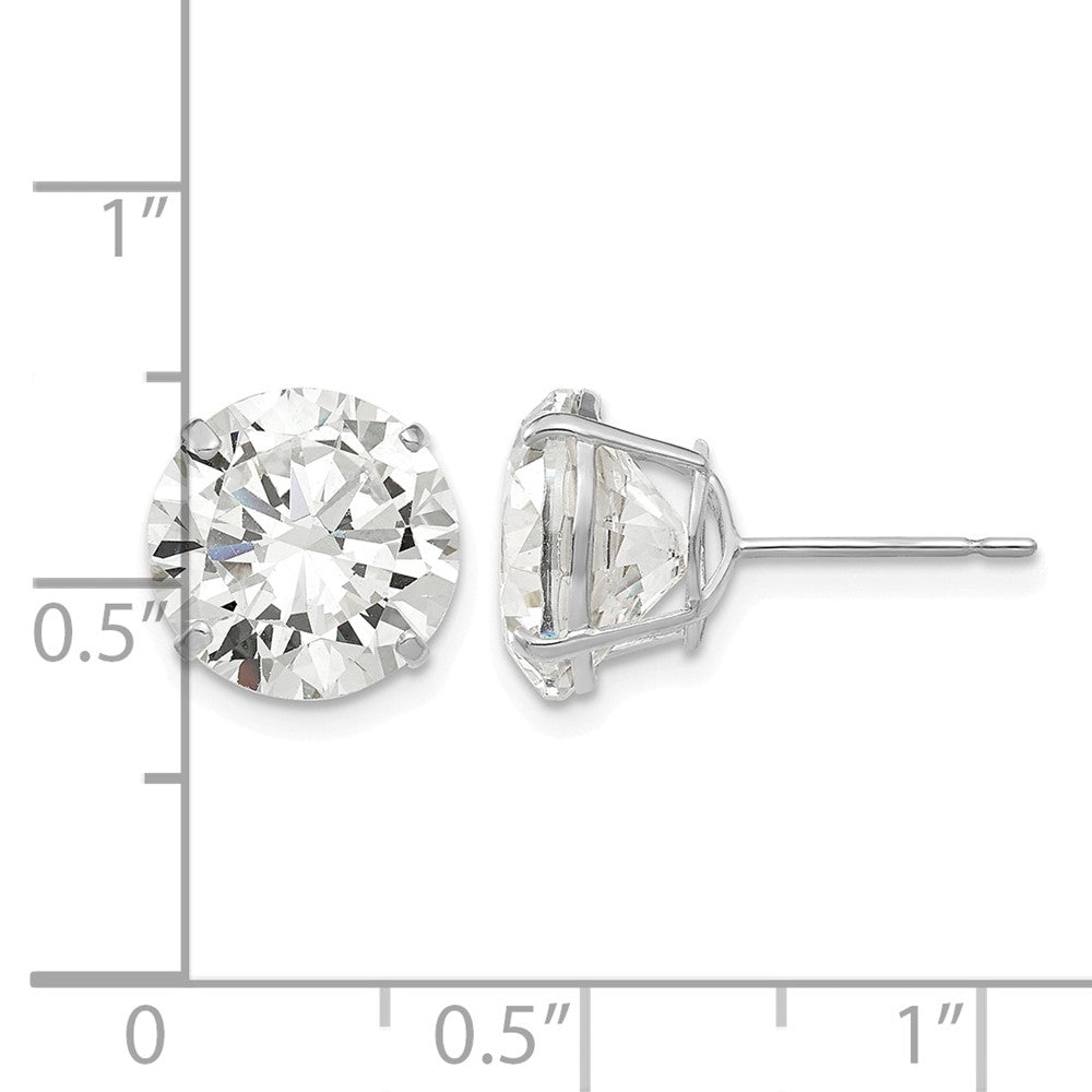 14k White Gold 10mm Round CZ Post Earrings