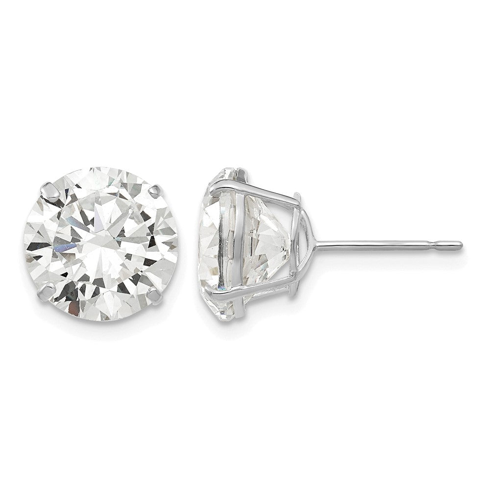 14k White Gold 10mm Round CZ Post Earrings