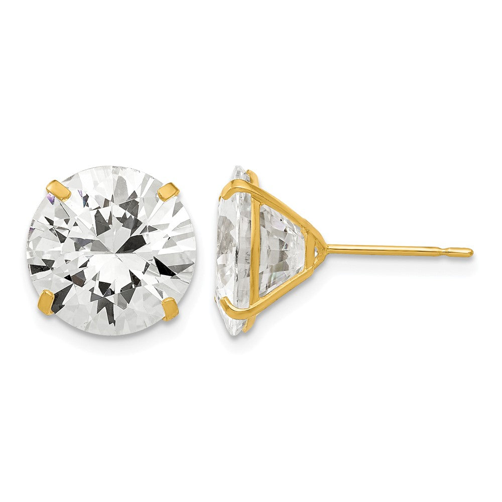 14k 11mm Round CZ Post Earrings