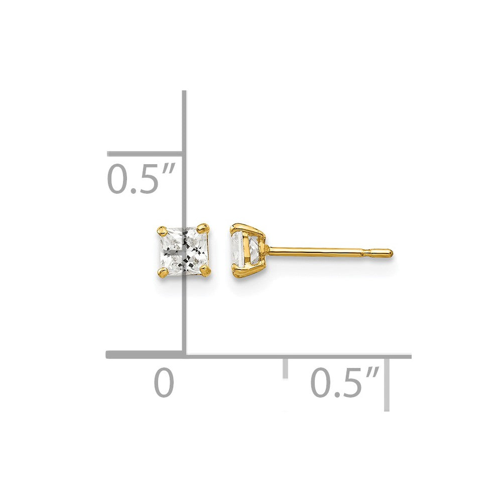14k 3mm Square CZ Post Earrings