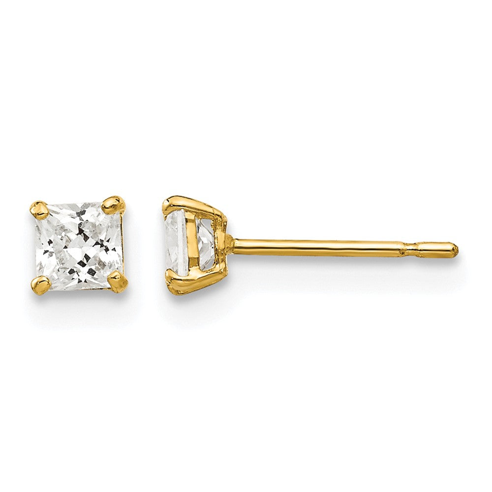 14k 3mm Square CZ Post Earrings