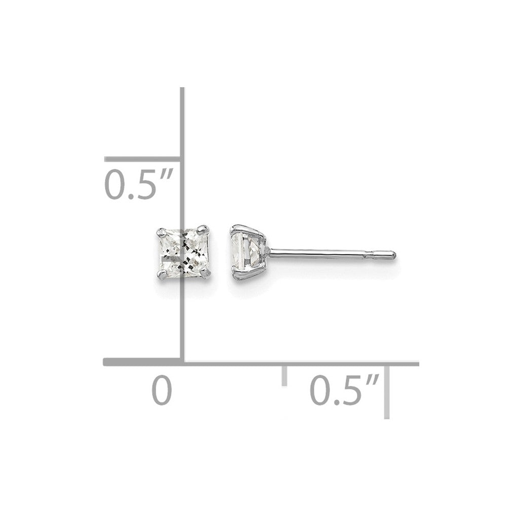 14k White Gold 3mm Square CZ Post Earrings