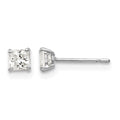 14k White Gold 3mm Square CZ Post Earrings