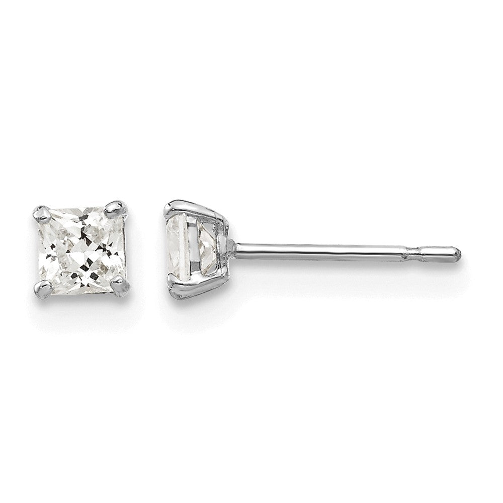 14k White Gold 3mm Square CZ Post Earrings