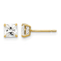 14k 4mm Square CZ Post Earrings