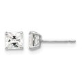 14k White Gold 4mm Square CZ Post Earrings