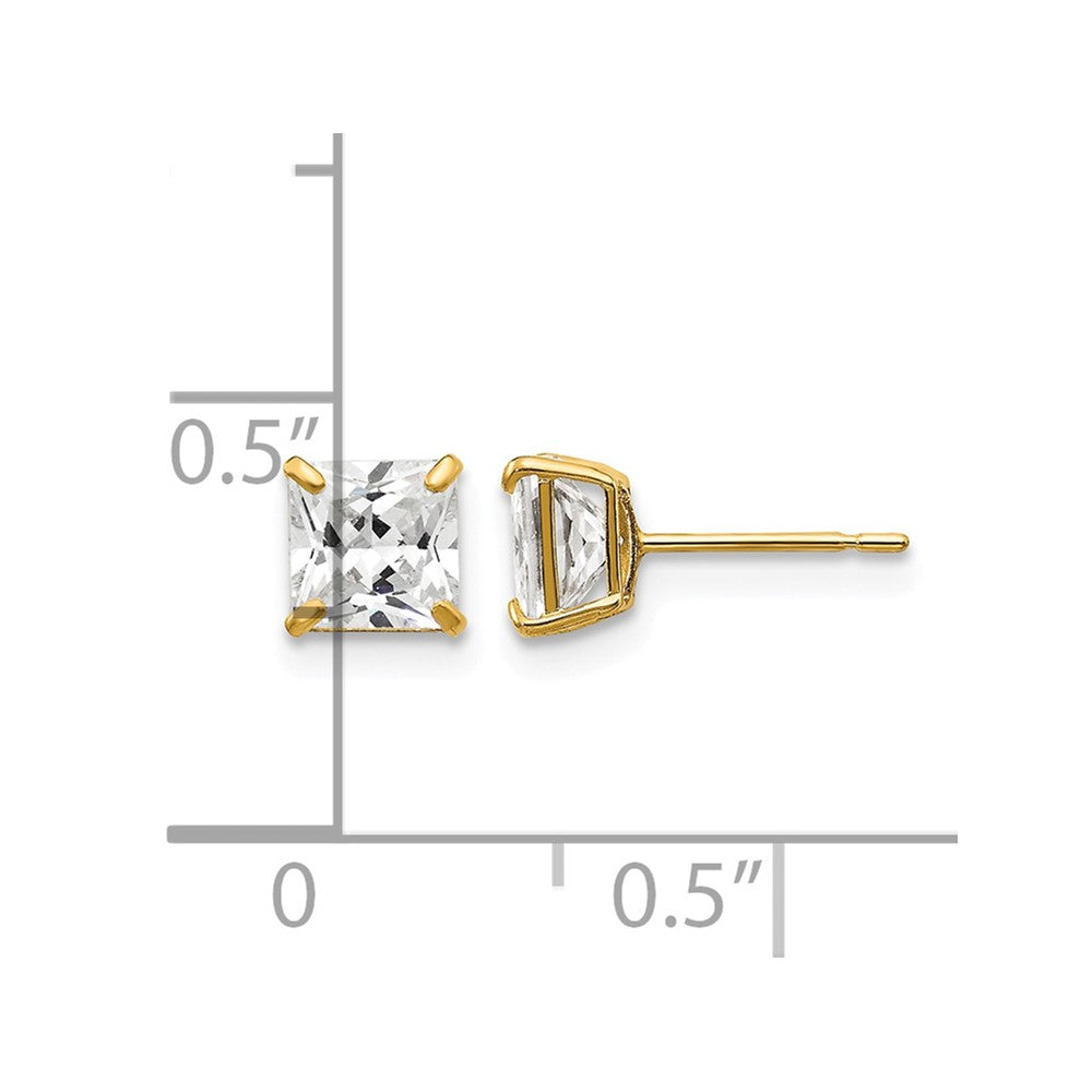 14k 5mm Square CZ Post Earrings