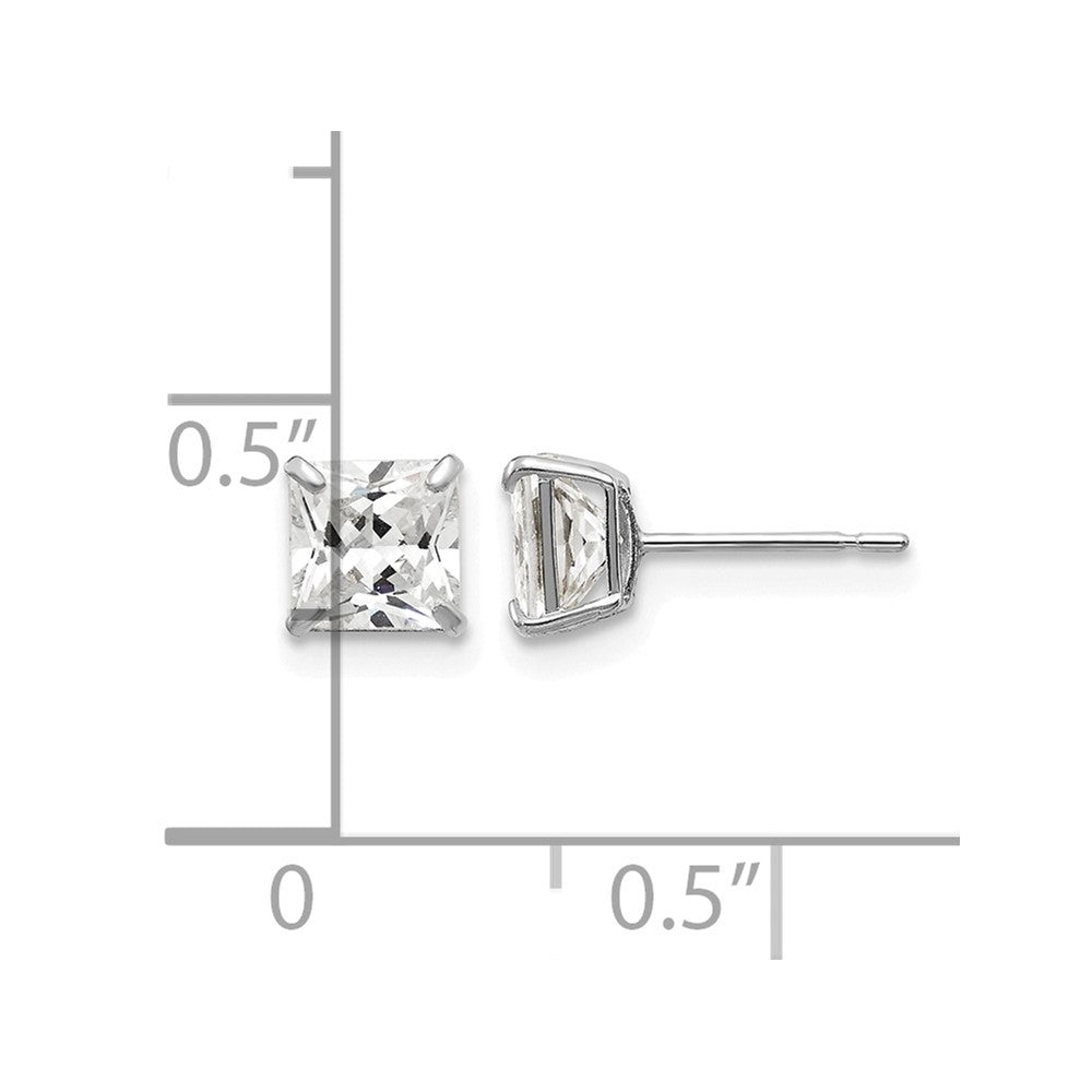 14k White Gold 5mm Square CZ Post Earrings