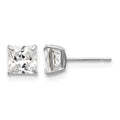 14k White Gold 5mm Square CZ Post Earrings