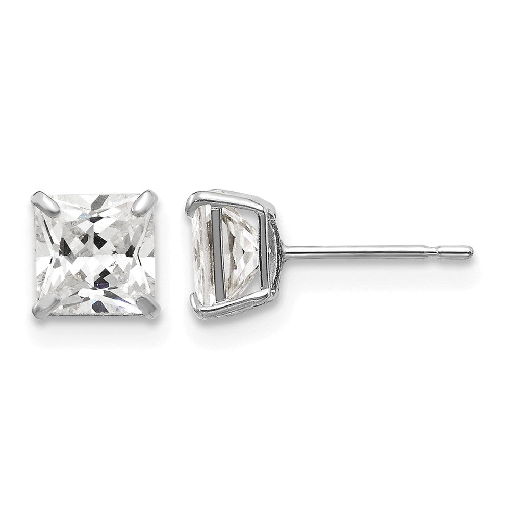14k White Gold 5mm Square CZ Post Earrings