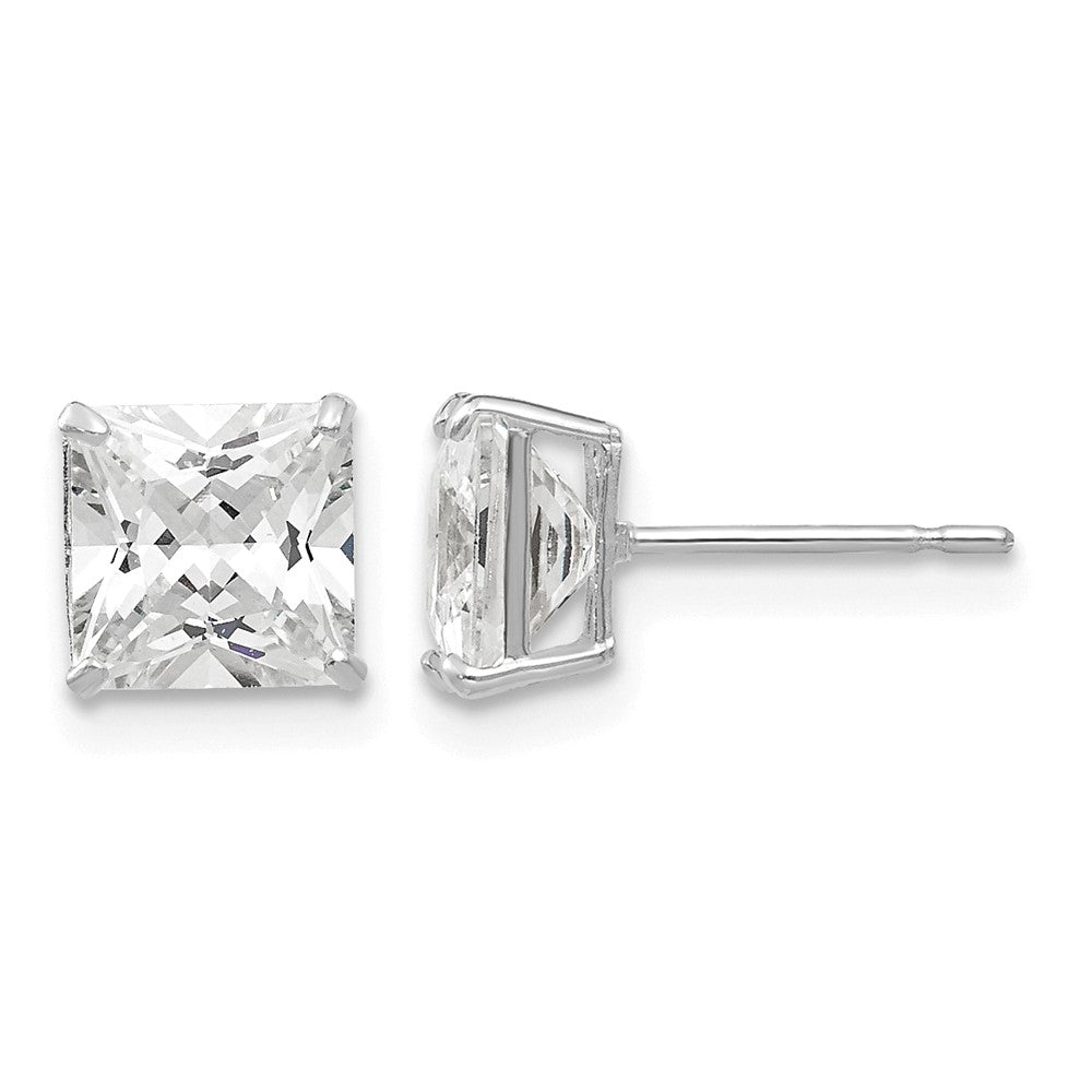 14k White Gold 6mm Square CZ Post Earrings