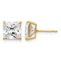 14k 7mm Square CZ Post Earrings