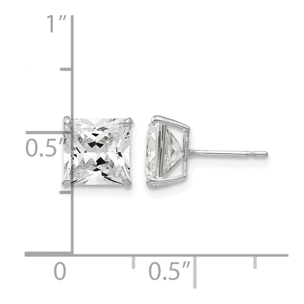 14k White Gold 7mm Square CZ Post Earrings